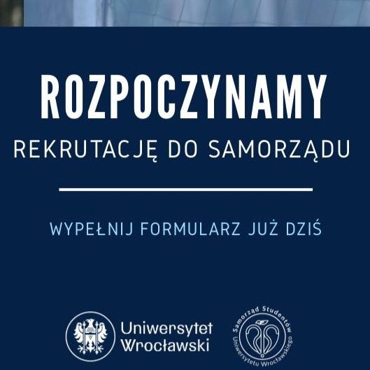 Plakat promujący rekrutację do Samorządu Studentów UWr.