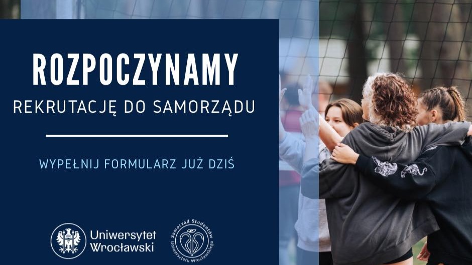 Plakat promujący rekrutację do Samorządu Studentów UWr.